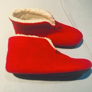 Easy Spirit Red Fleece Winter Bootie Slippers Size L (8-9) New